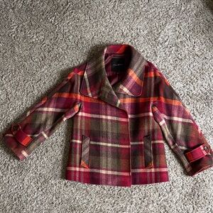 Talbots Multicolor Plaid Pea Coat